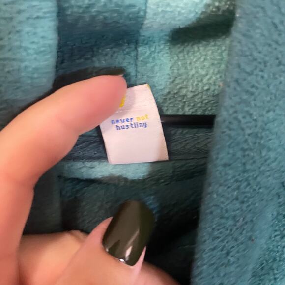 Old Navy Funnel-Neck Cropped Microfleece Sweatshirt White Teal Tie Dye Sz XXL - Picture 4 of 10